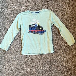 Mini Boden Long Sleeve Tee with Train Design - Light Green